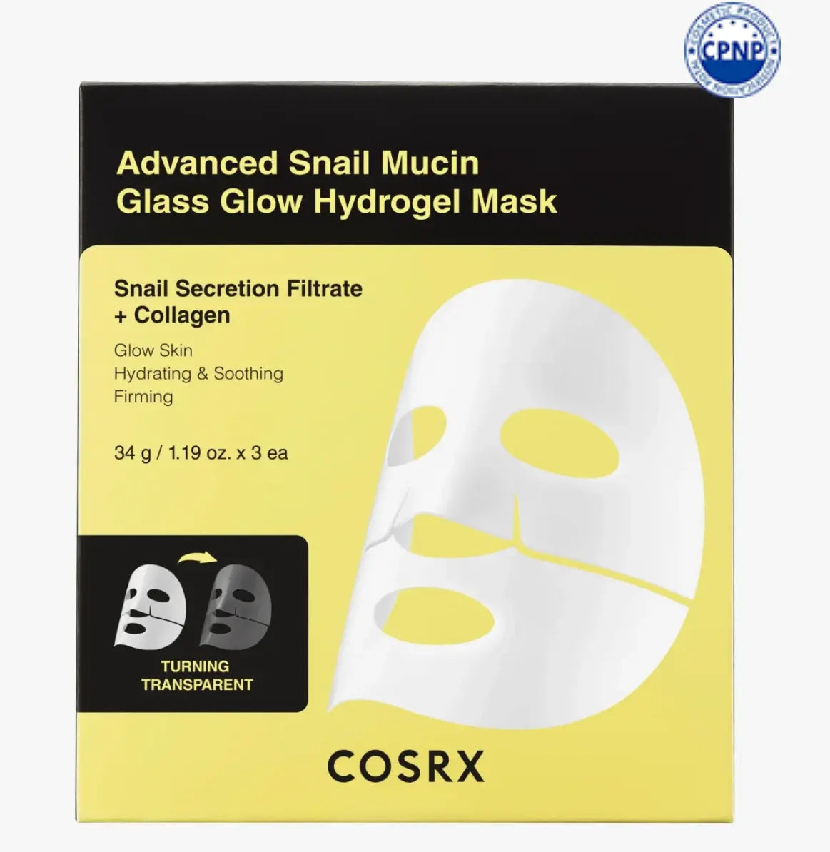 COSRX – Masque Hydrogel Éclat Verre à la Bave d’Escargot (à l’unité) SARASKIN & BEAUTY