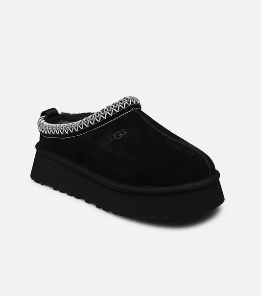 Mules daim noir et blanc avec plate-forme SARASKIN & BEAUTY